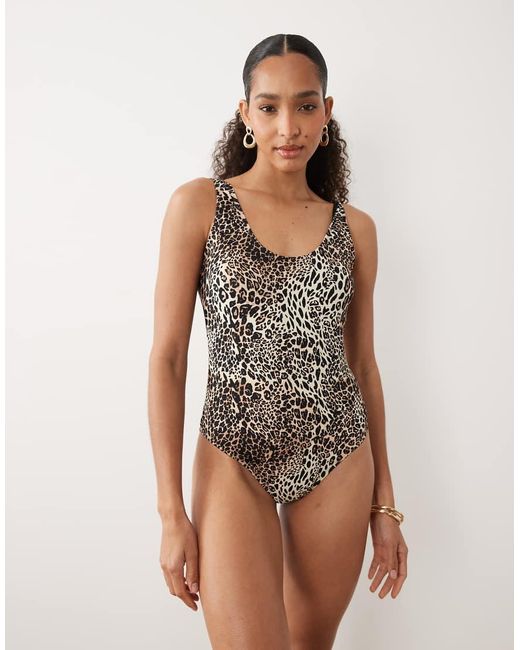 Threadbare Brown Scoop Neck Swimsuit