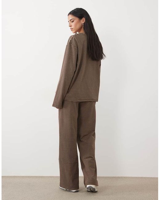 Kaiia Brown Super Soft Fleece Wide Leg Lounge Trousers Co-Ord