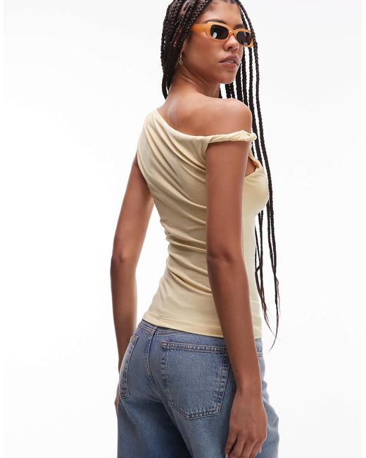 TOPSHOP Blue Twist One Shoulder Top