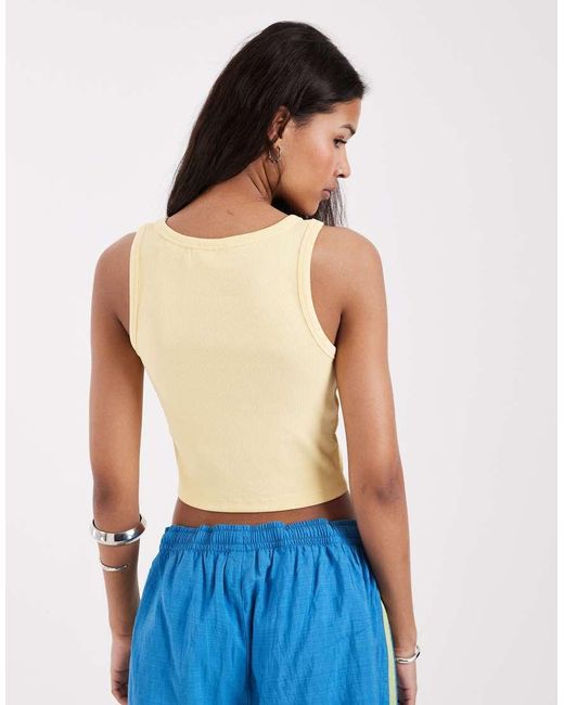 JJXX Blue Fallon Ribbed Cropped Singlet