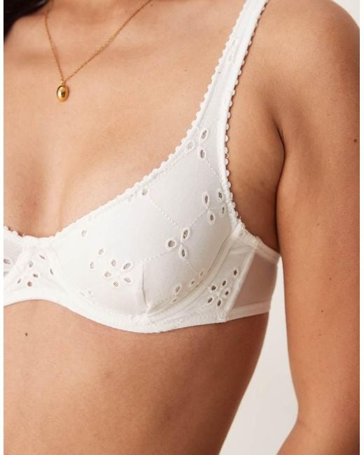 Free People White Underwire Broderie Bra