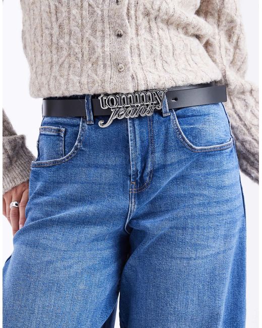 Tommy Hilfiger Blue Script Logo Belt