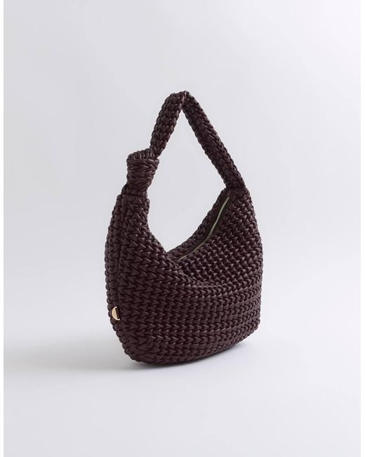 River Island Purple Textured Knot Tote Bag
