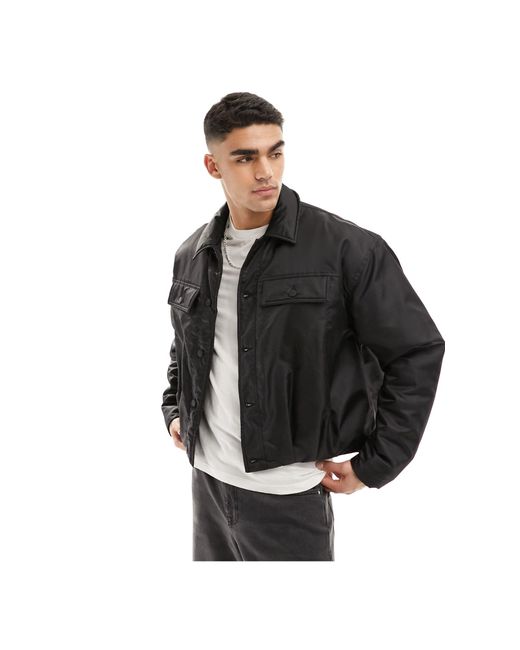 ASOS Black Co-ord Oversized Cropped Coach Jacket for men