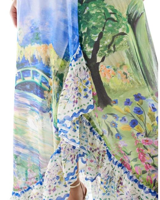 Hope & Ivy White Flutter Sleeve Maxi Wrap Dress With Tie Waist