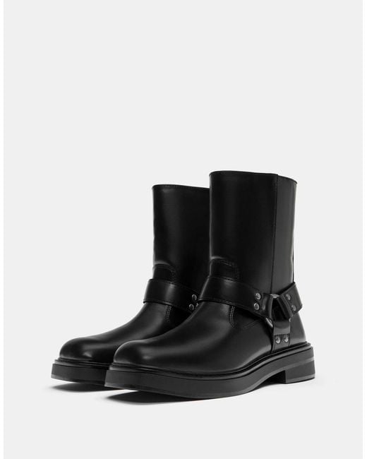 Bottines chelsea style motard Pull&Bear pour homme en coloris Black