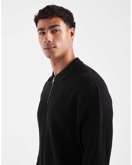 Polo Extragrande De Punto De JJ Rebel de hombre de color Black