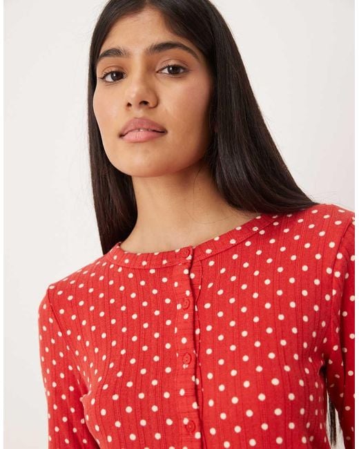 Abercrombie & Fitch Red Pointelle Pyjama Cardigan Co-Ord