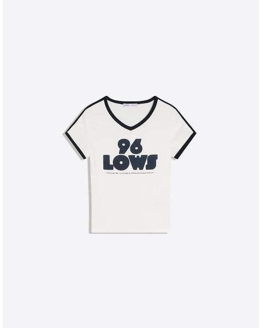 Bershka White Short Sleeve Contrast Print T-Shirt