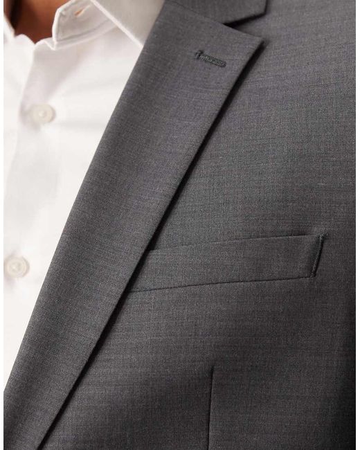 Chaqueta De Traje De Corte Slim De Tejido Ligero De Lana Peinada Lavable De ASOS de hombre de color Gray