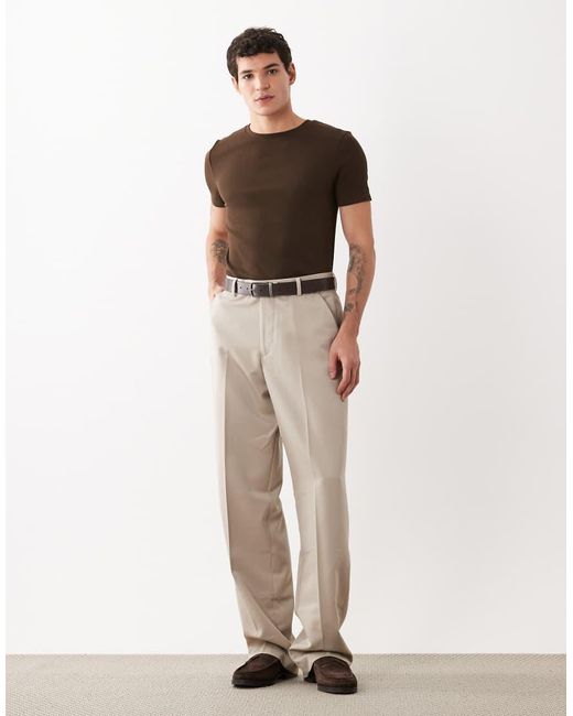 ASOS Brown Essentials Muscle Fit T-shirt for men