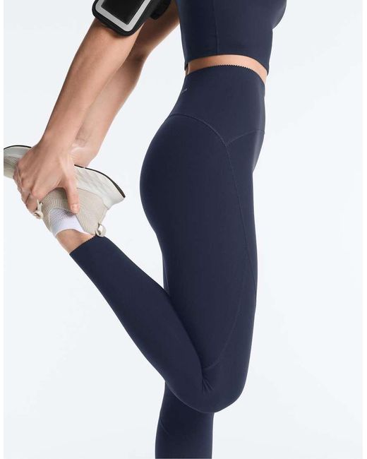 Oysho Blue Basic Compressive Ankle-Length Leggings