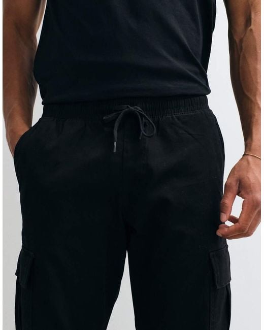 Jack & Jones Black Cuffed Slim Cargo Trousers for men