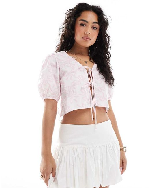 Glamorous White Tie Front Blouse