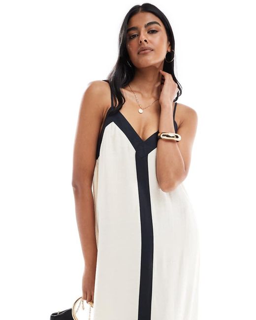 Vero Moda White Contrast Trim Cami Maxi Dress