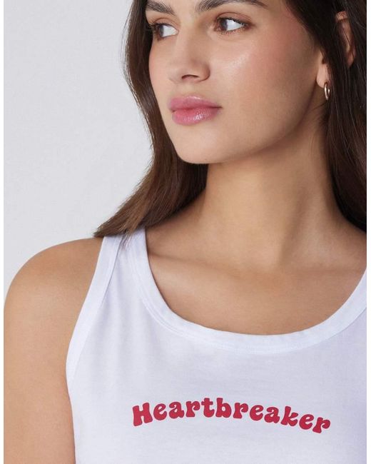 Tezenis White Printed Cotton Camisole