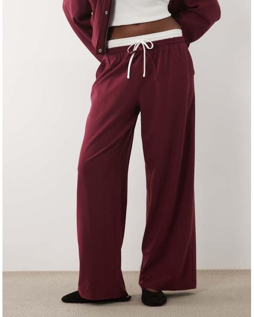 Kaiia Red Exclusive Double Waistband Wide Leg Tactical Pants