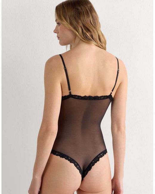 Intimissimi Black Pretty Flowers Lace And Tulle Body