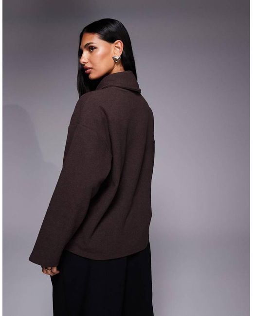 ASOS Gray Long Sleeve Scarf Detail Top