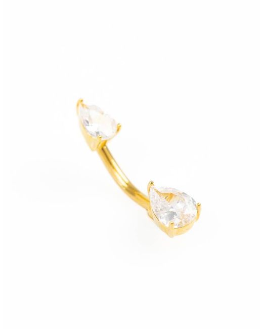Lovisa White Plated Titanium Double Cubic Zirconia Belly Bar