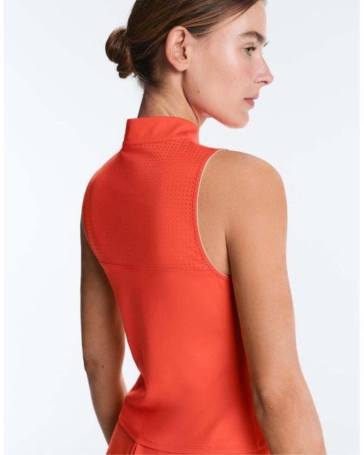 Oysho Red Sleeveless Half-Zip T-Shirt