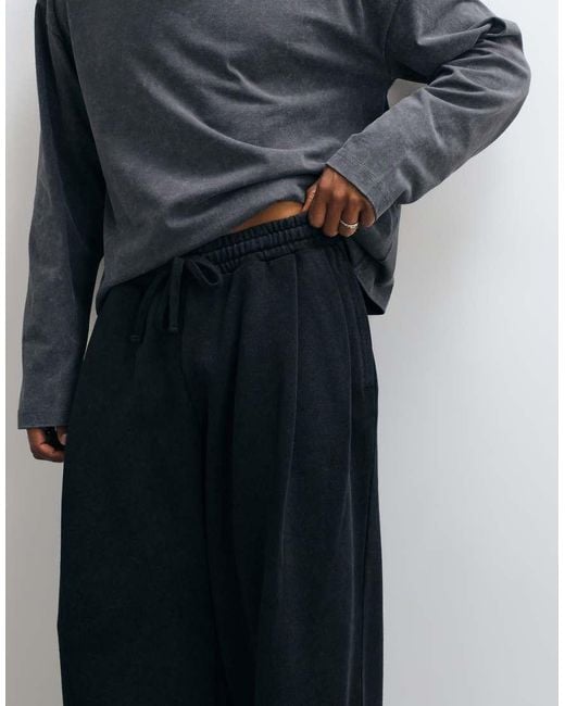ASOS Blue Pleat Barrel Trackies With Bungee for men