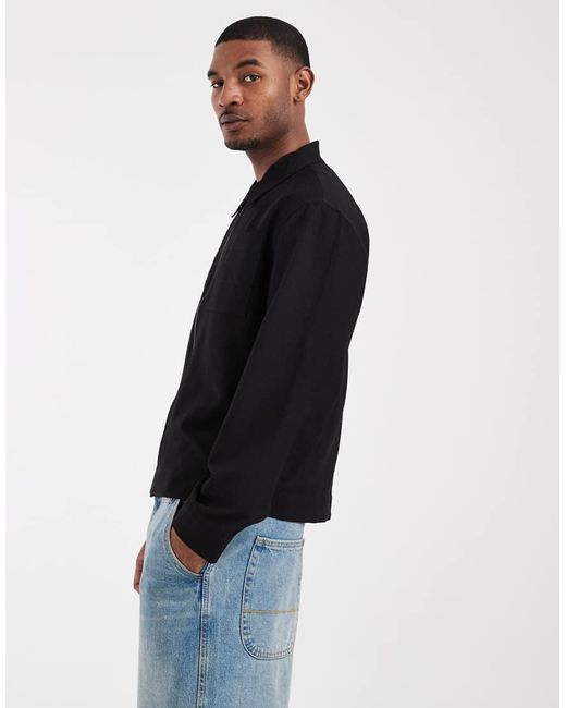 ASOS Blue Textured Harrington Jacket for men