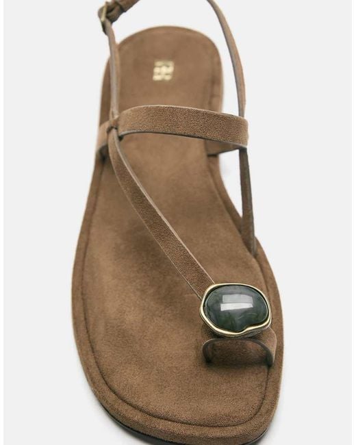 Pull&Bear White Flat Embellished Sandals