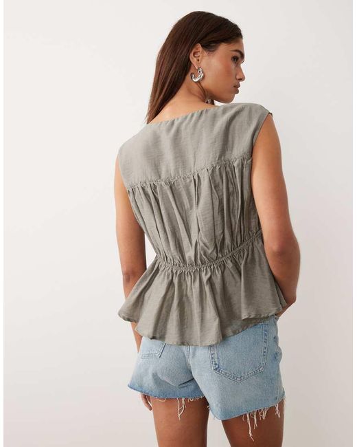 BRONZE SNAKE Brown Cierra Shirred Top