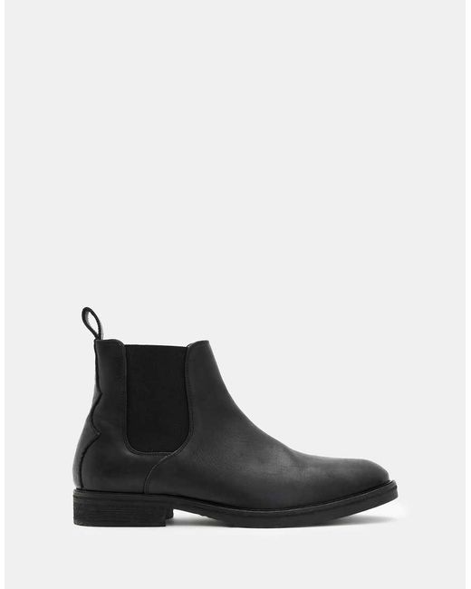 AllSaints Black Creed Brand-embossed Leather Chelsea Boots for men