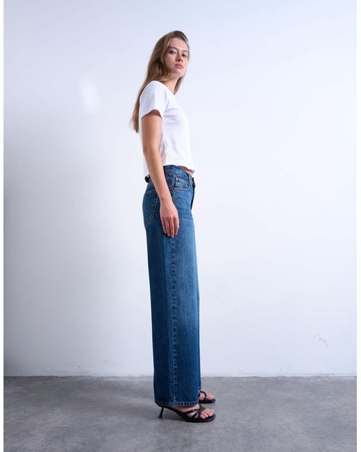 TOPSHOP Blue Cinch Low Rise Relaxed Jean