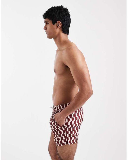 Aray White Geo Print Swimshort for men