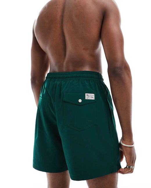 Polo Ralph Lauren Green Traveler Script Logo Longer Length Swim Shorts for men