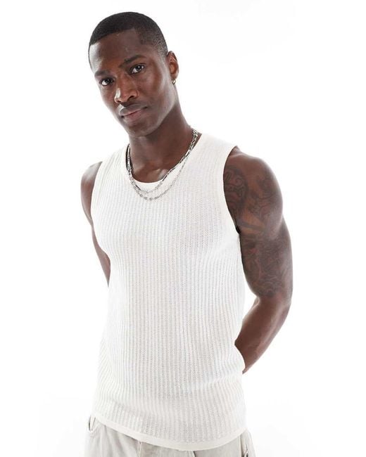 Jack & Jones White Ribbed Vest for men