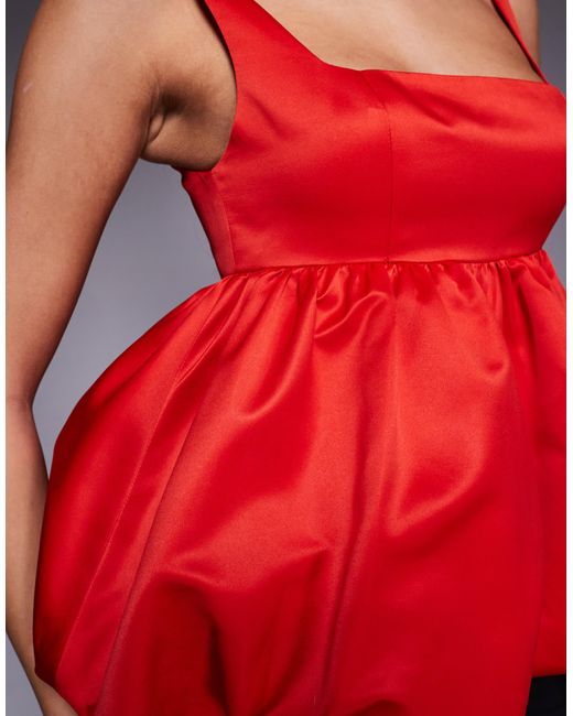 ASOS Red Satin Bubble Peplum Cami Top