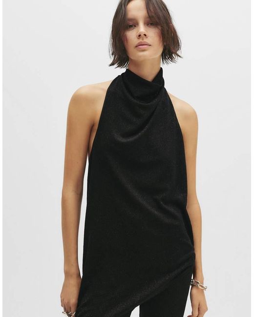 Pull&Bear Black Shimmery Halter Top