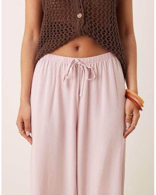 ASOS Pink Linen Blend Pull On Trouser