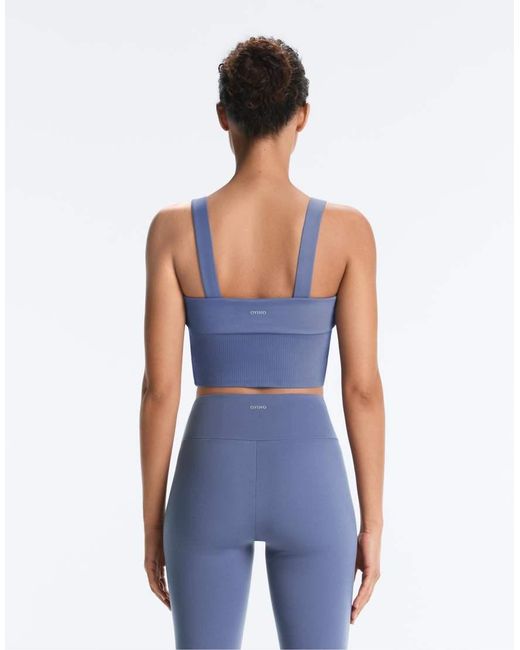 Oysho Blue Comfortlux Rib Turn-up Tank Top