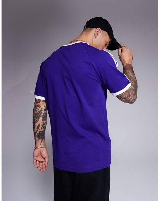 Adidas Originals Purple 3 Stripe Ringer T-shirt for men