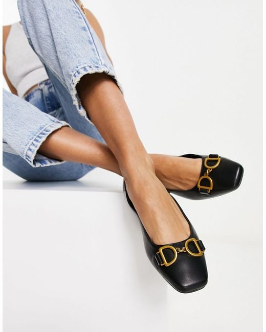 ASOS Leighton Square Toe Ballet Flats in Black Lyst Australia