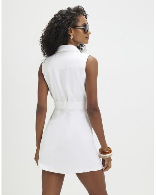 river island white denim dress Womens River Island Cream Denim Button Through Mini Dress US 10