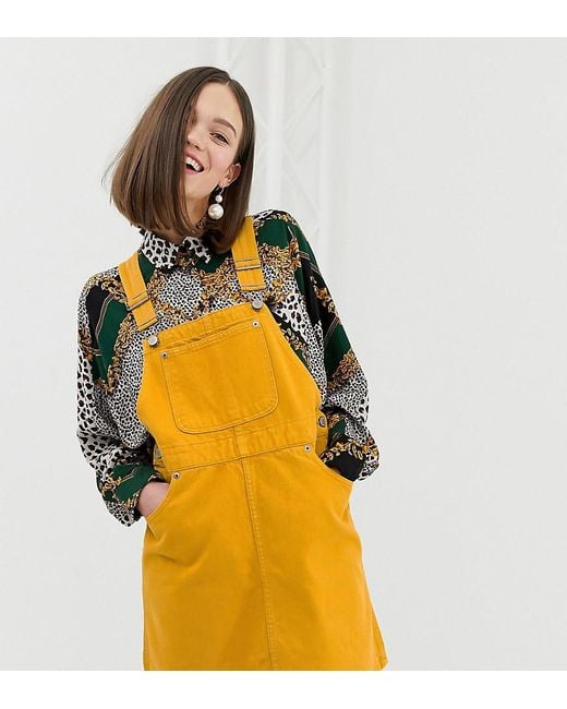 Monki Dungarees Dress in Yellow