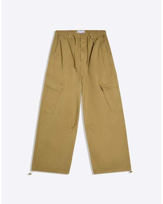 Bershka Green Printed Cargo Trousers