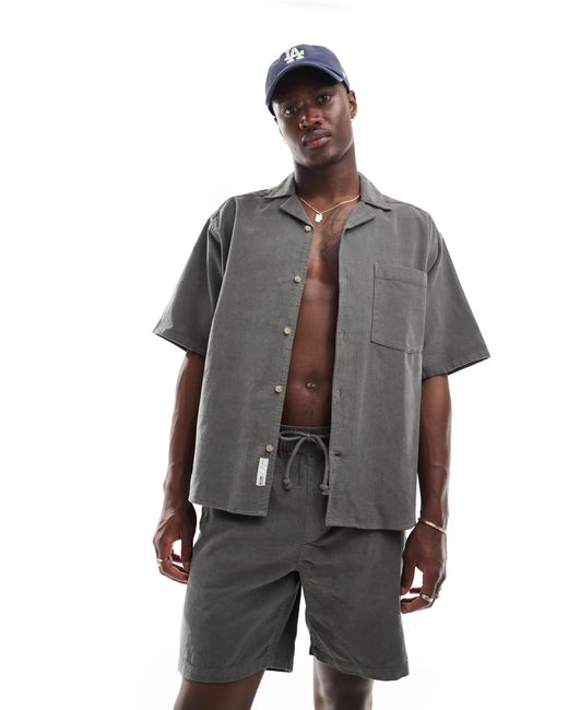 Only & Sons – schlupf-shorts aus feinem cord in Gray für Herren