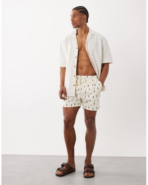 South Beach Natural Cowboy Print Swim Shorts for men