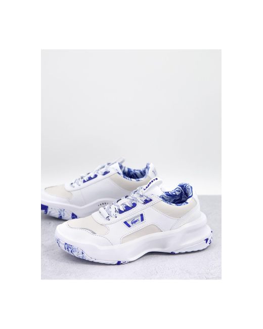 Lacoste Ace Lift Leather Chunky Marble Trainers in White - Lyst