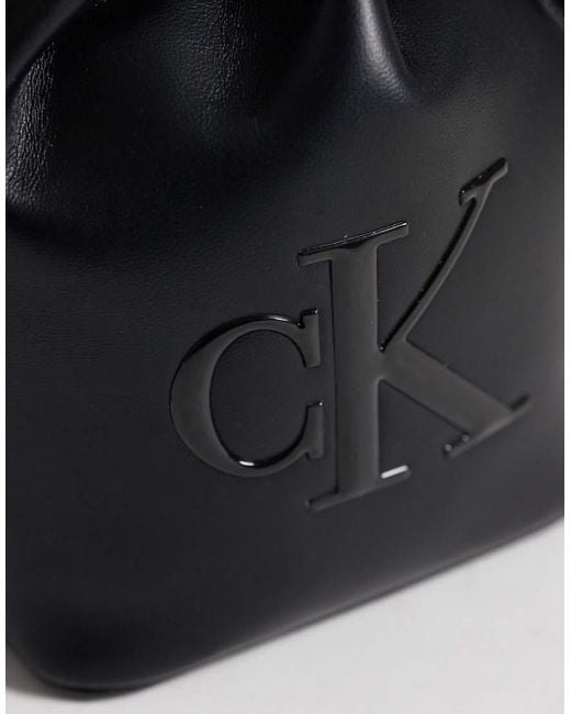 Calvin Klein Blue Mini Crossbody Bucket Bag With Bold Logo