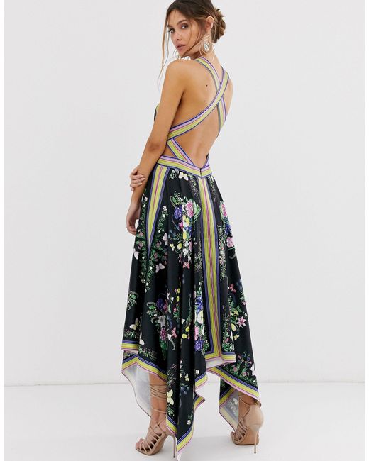 Asos edition scarf print halter midi dress with cutout sides sales