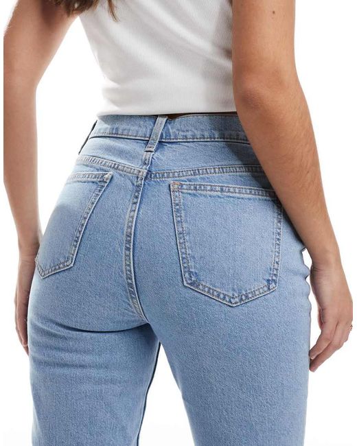 ASOS Flared Jeans Met Halfhoge Taille En Gebleekte Wassing in het Blue