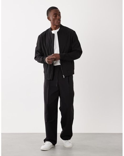 Mango Black Zip Thorugh High Neck Jacket for men